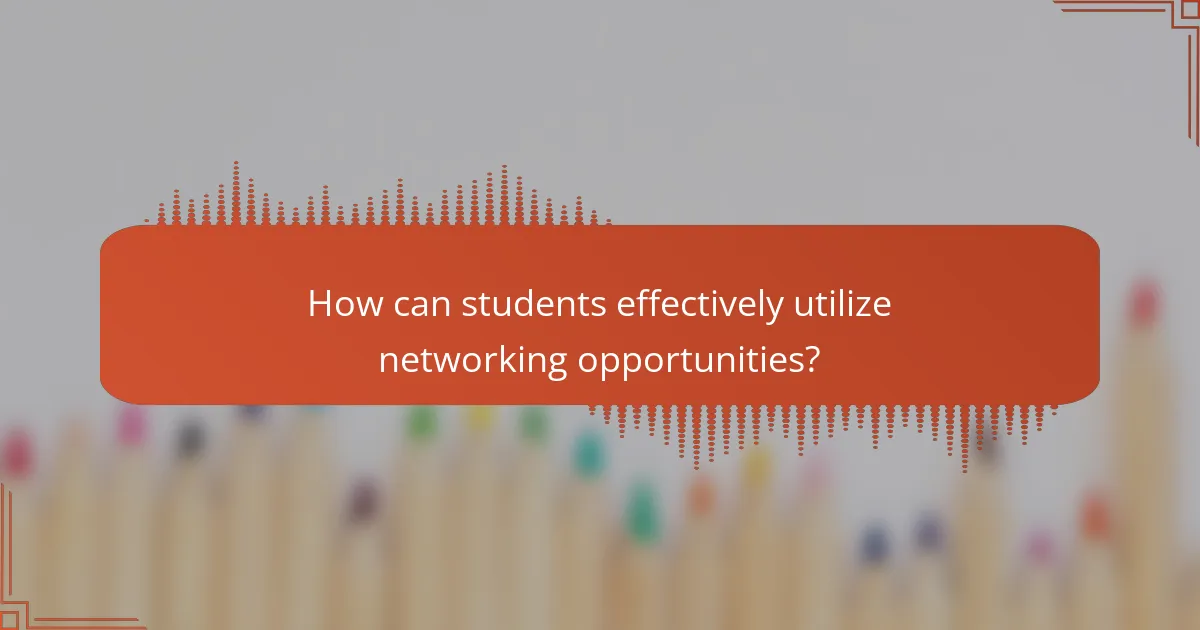 How can students effectively utilize networking opportunities?