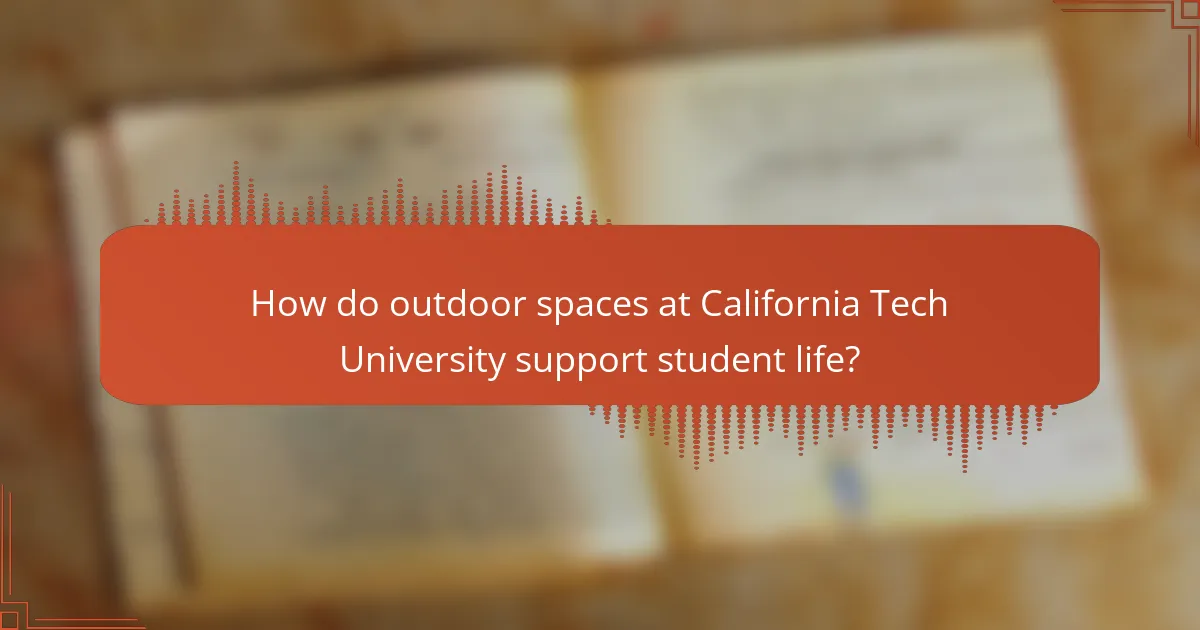 How do outdoor spaces at California Tech University support student life?