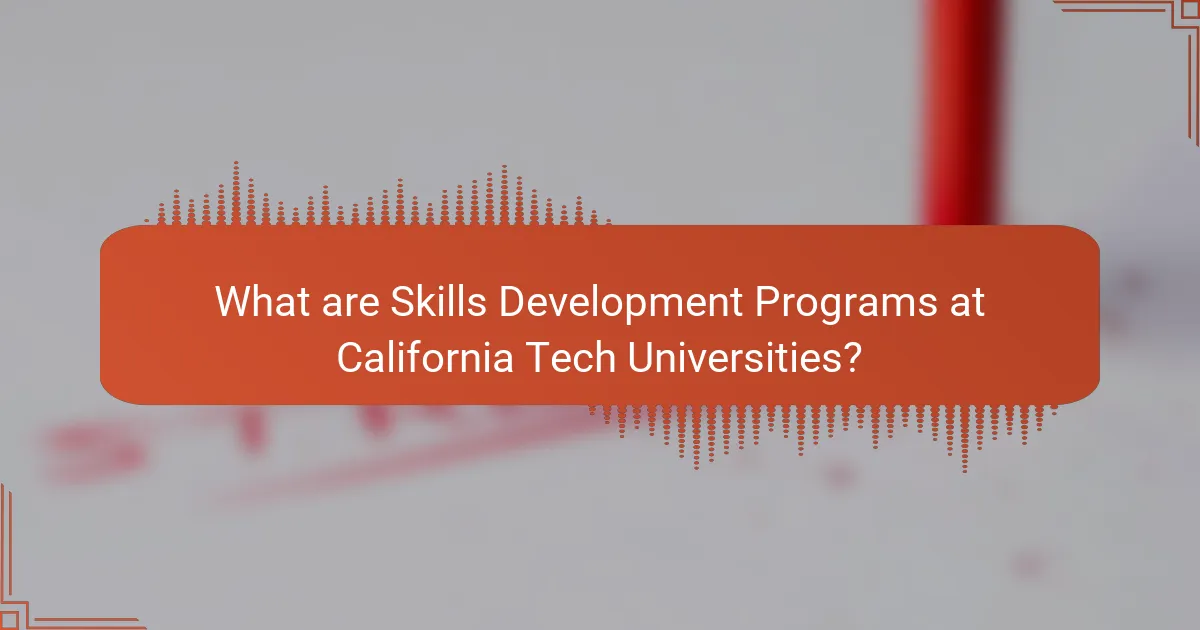 What are Skills Development Programs at California Tech Universities?