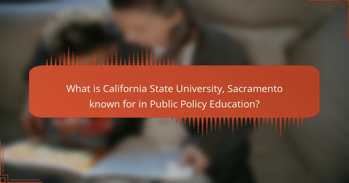 What is California State University, Sacramento known for in Public Policy Education?